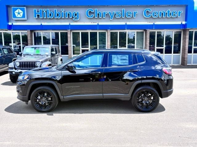 2026 Jeep Compass Latitude in Diamond Black Crystal Pearlcoat — front three-quarter view